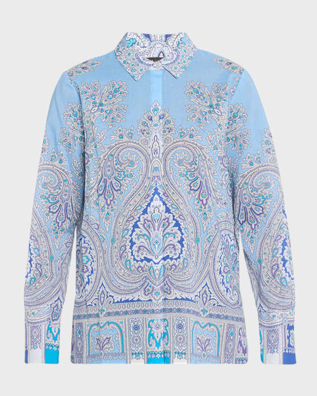 Hunter Paisley-Print Cotton Blous